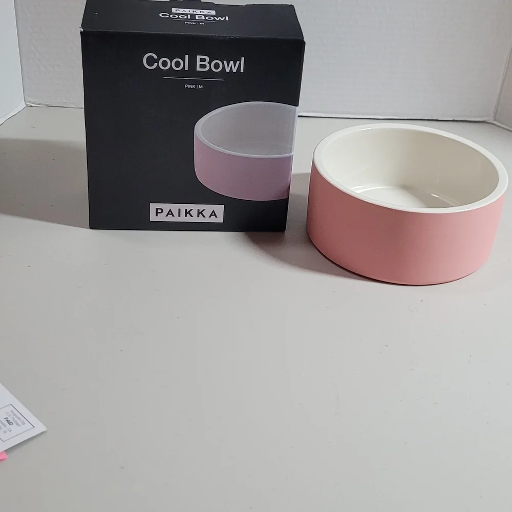 Pet Bowl Pink PAIKKA Medium Ceramic COOL BOWL Keeps Food Cool NEW in Box!